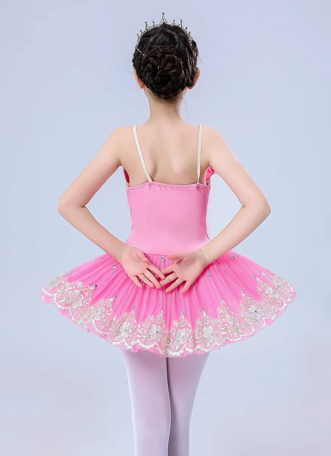 ZX Girls Camisole Skirted Leotard Ballet Dress Sparkle Lace Swan Lake Tutu Ballerina Costumes for Competition 4-13Y